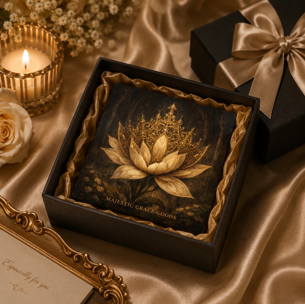 Golden Lotus Crown Canvas Wall Art, Luxury Floral Canvas Print, Elegant Neutral Beige and Gold Wall Decor
