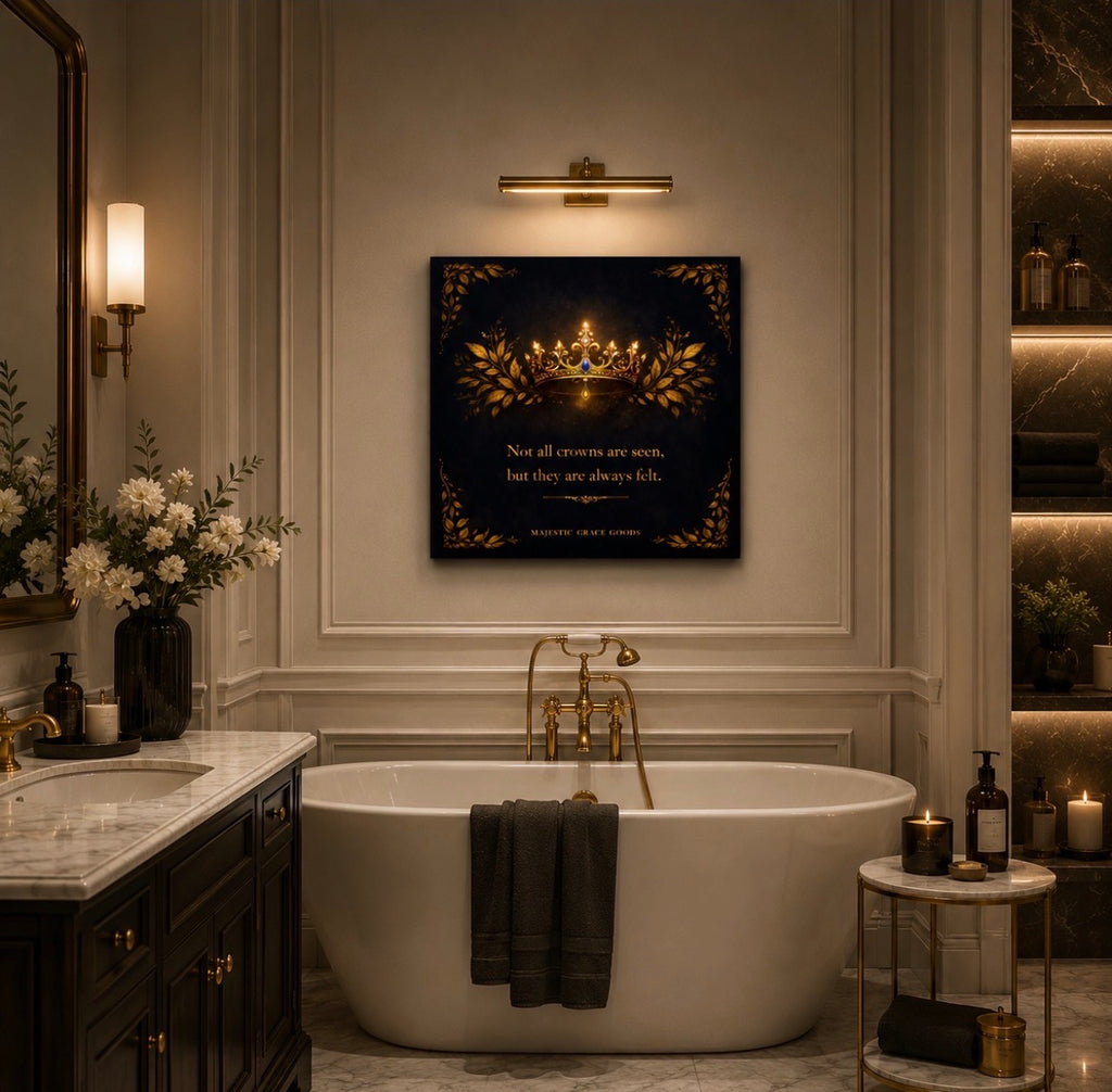 Hidden Crown Luxury Canvas Wall Art, Elegant Gold Crown Artwork, Dark Royal Decor, Square Canvas Print, Sophisticated Wall Decor