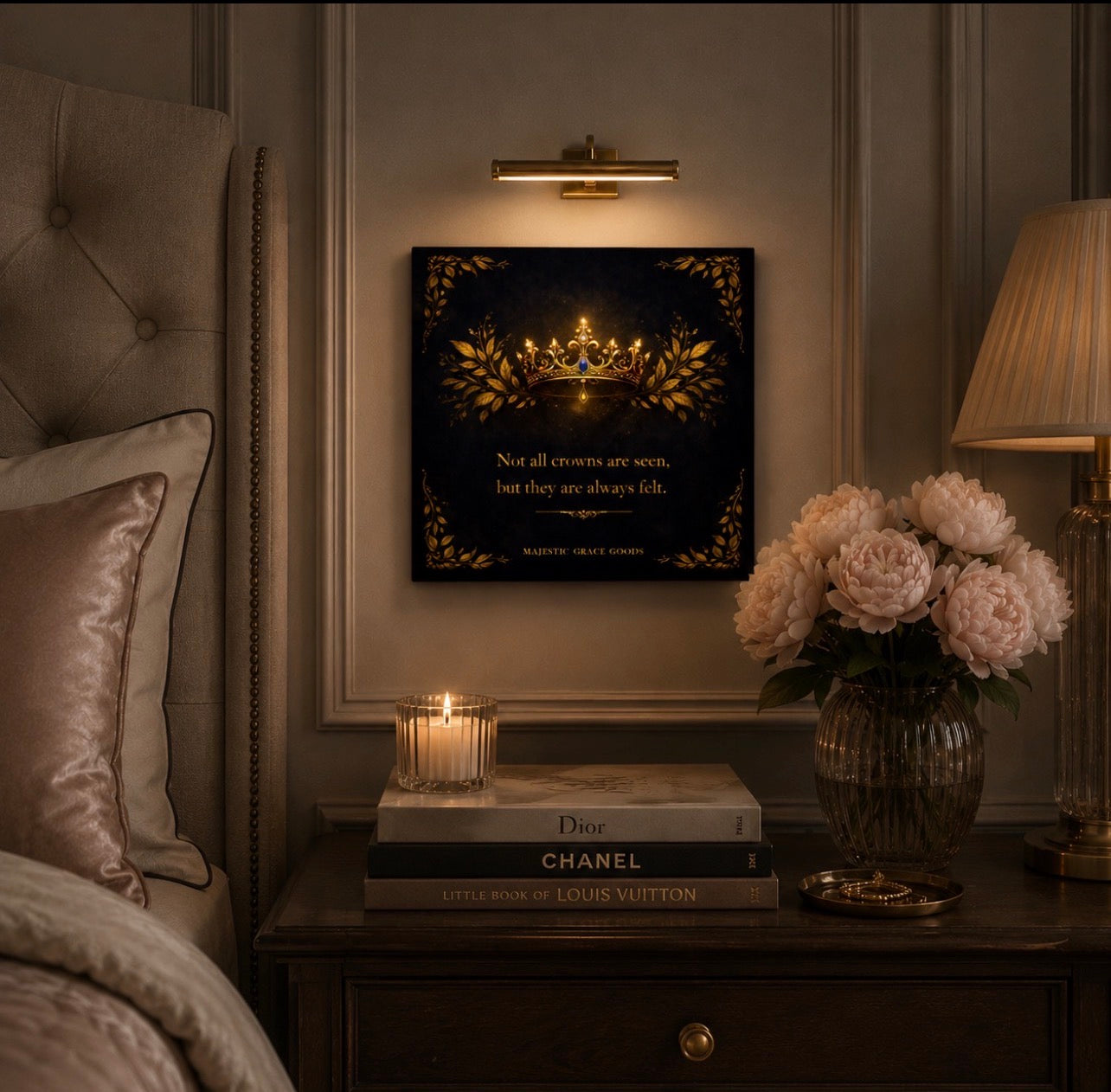 Hidden Crown Luxury Canvas Wall Art, Elegant Gold Crown Artwork, Dark Royal Decor, Square Canvas Print, Sophisticated Wall Decor