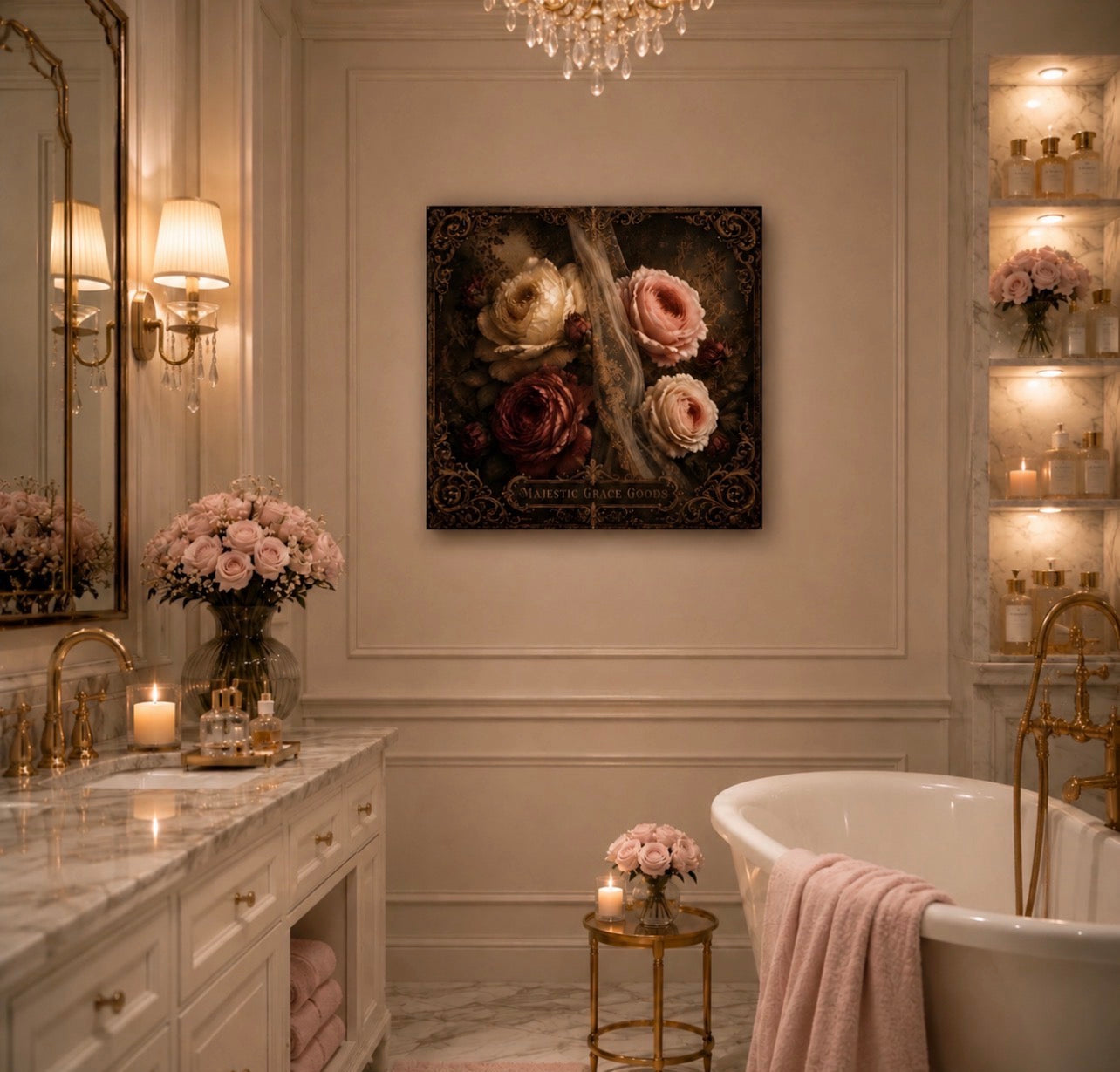Velvet Veil Blooms Luxury Canvas Wall Art, Vintage Floral Canvas Print, Dark Romantic Flower Decor, Museum Style Square Wall Art