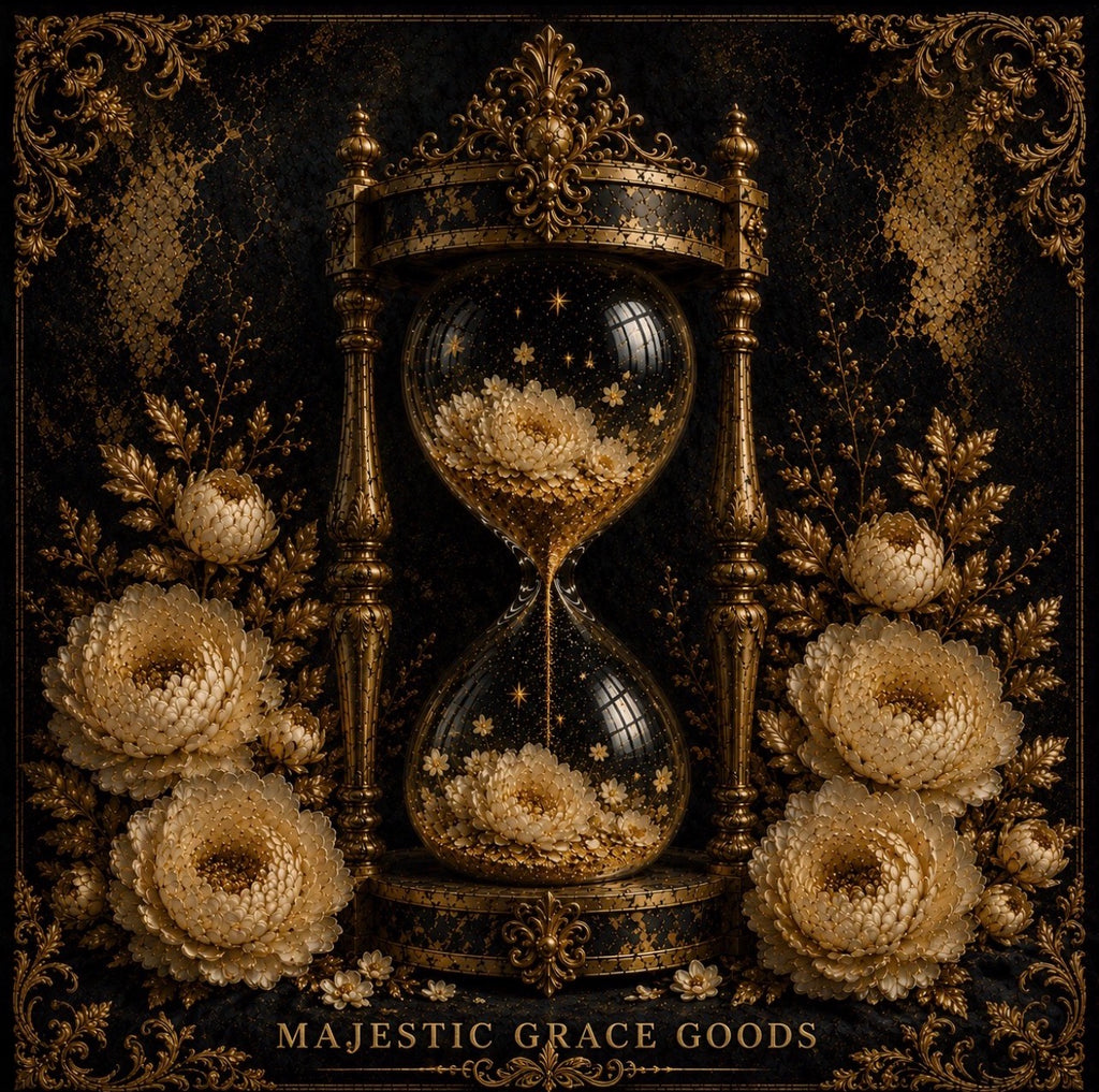 Golden Hourglass Floral Canvas Wall Art, Black Gold Luxury Wall Decor, Ready to Hang Premium Canvas Art