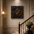 Aureal Orbit Celestial Canvas Wall Art, Luxury Square Galaxy Wall Decor, Dark Academia Gold Astronomy Art
