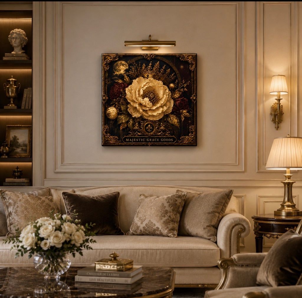 Crowned Midnight Bloom Canvas Wall Art