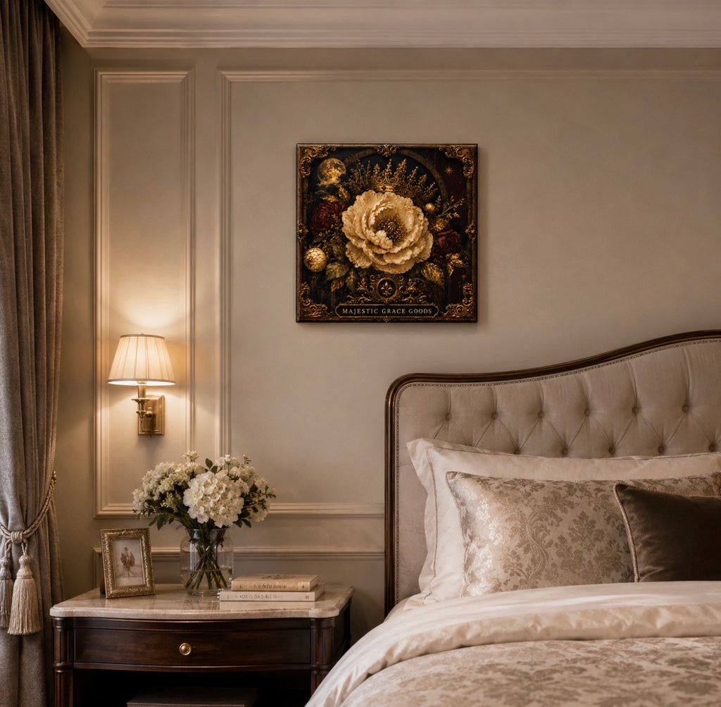 Crowned Midnight Bloom Canvas Wall Art