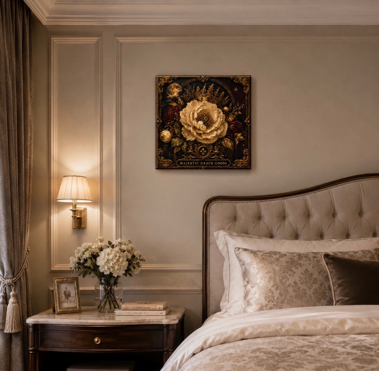 Crowned Midnight Bloom Canvas Wall Art