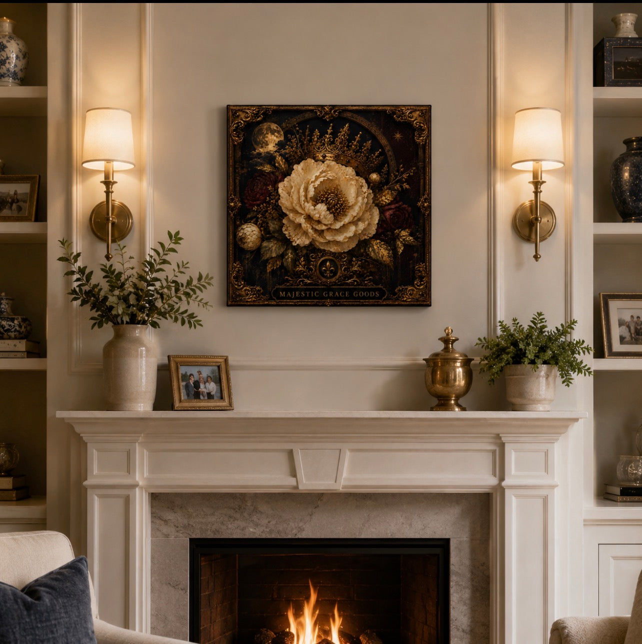 Crowned Midnight Bloom Canvas Wall Art