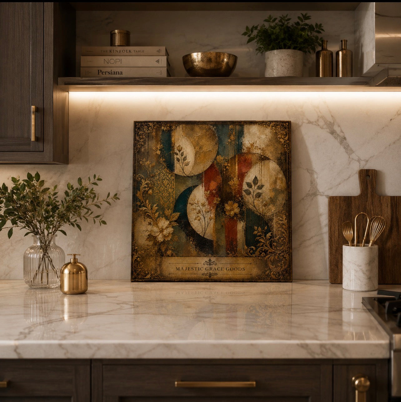 Gilded Botanical Eclipse Canvas Wall Art