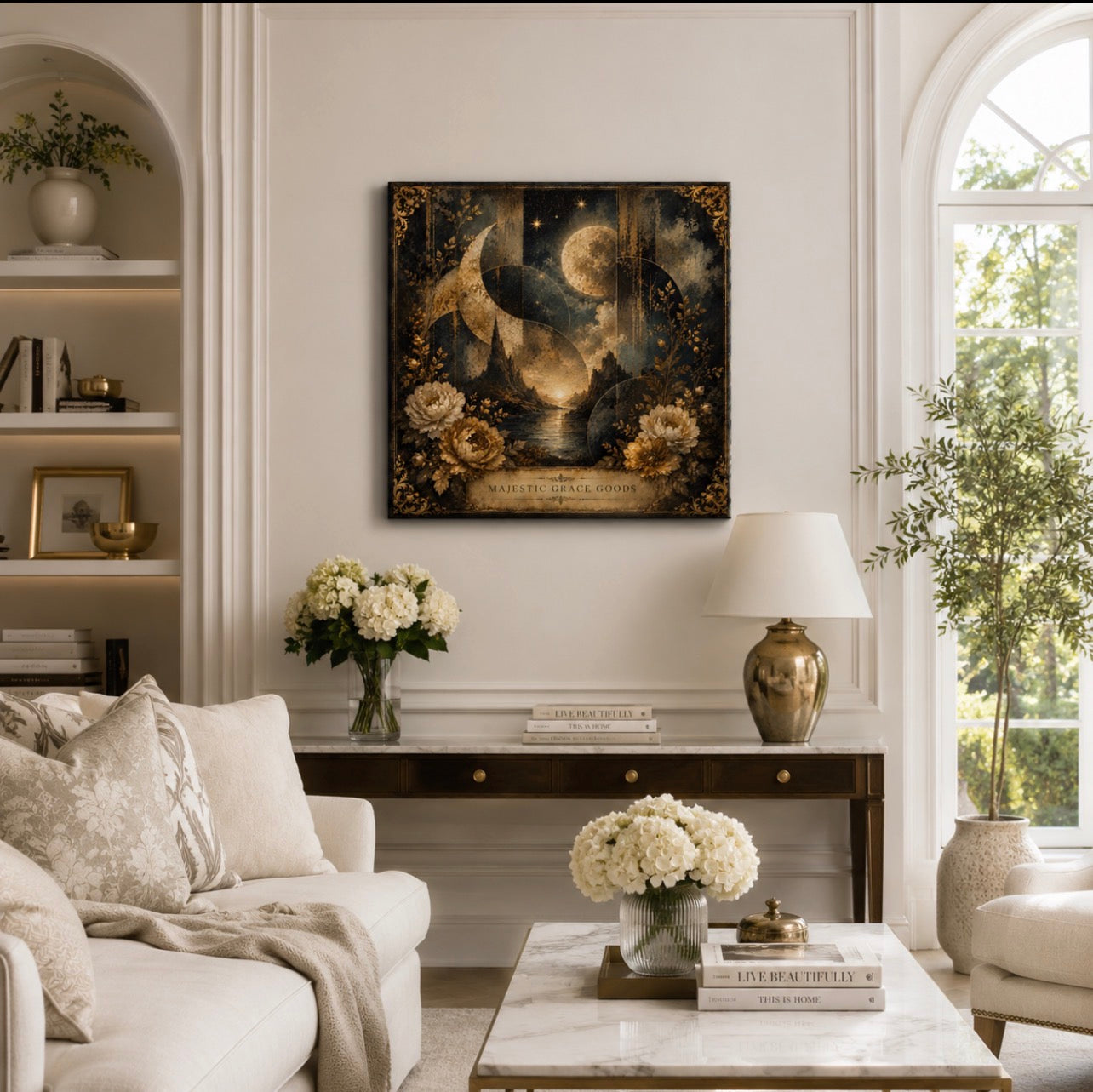 Moonlit Botanical Eclipse Canvas Wall Art