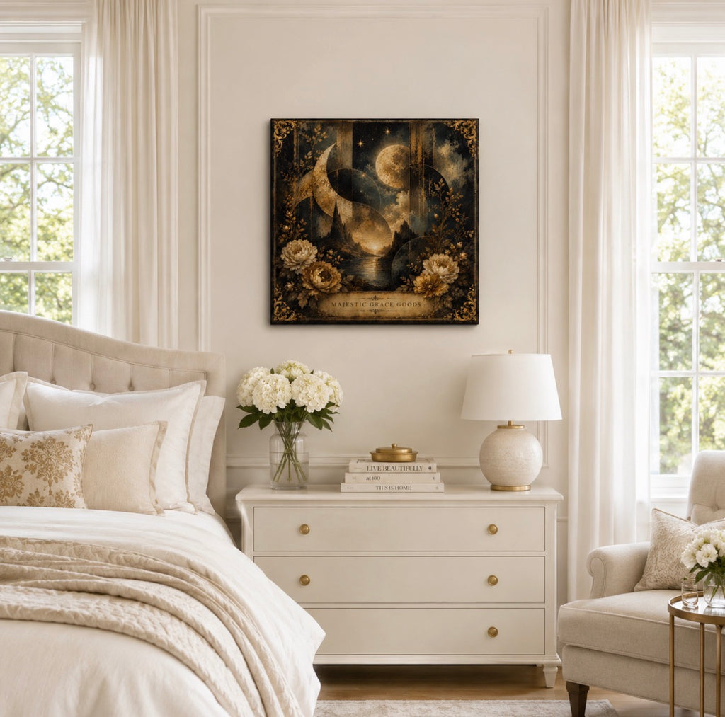 Moonlit Botanical Eclipse Canvas Wall Art