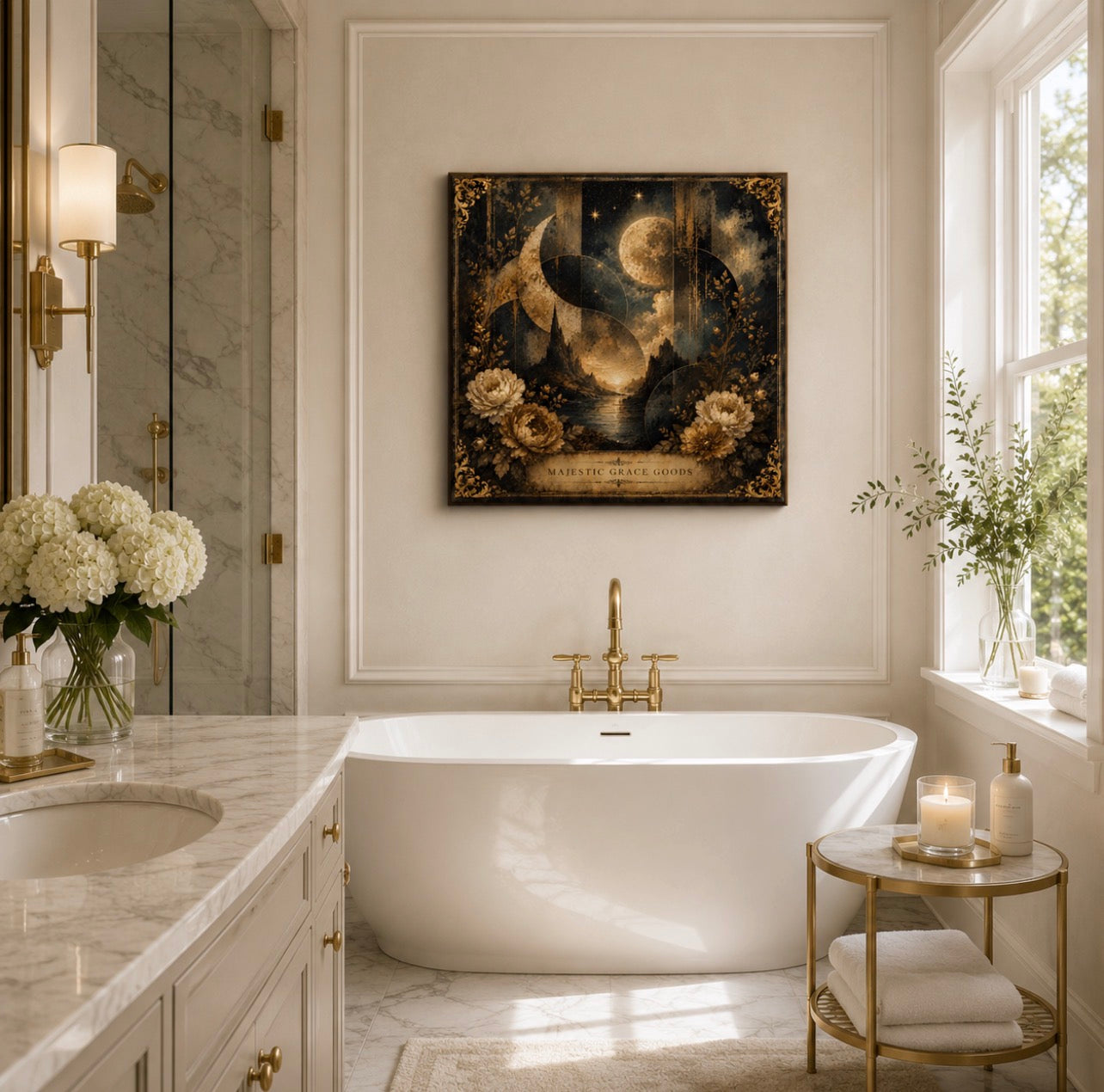 Moonlit Botanical Eclipse Canvas Wall Art