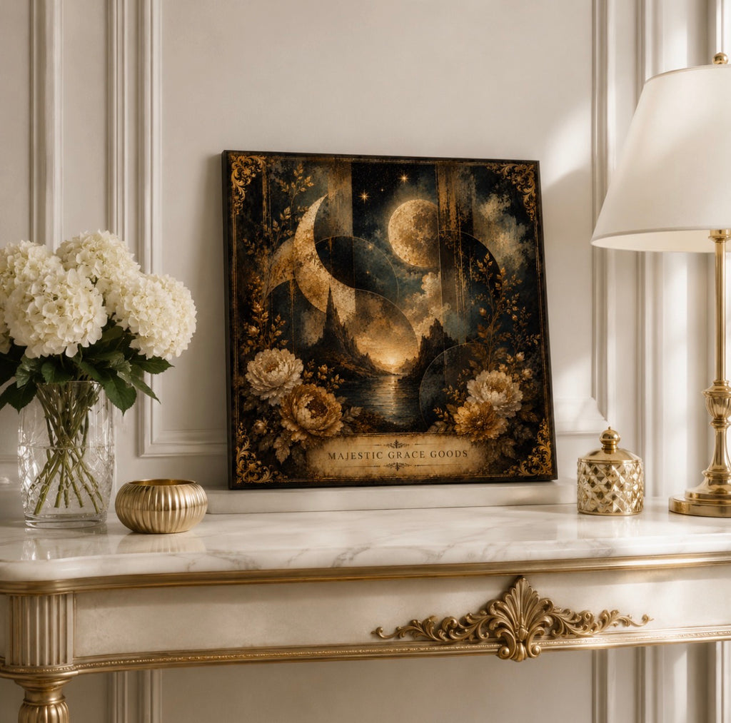 Moonlit Botanical Eclipse Canvas Wall Art