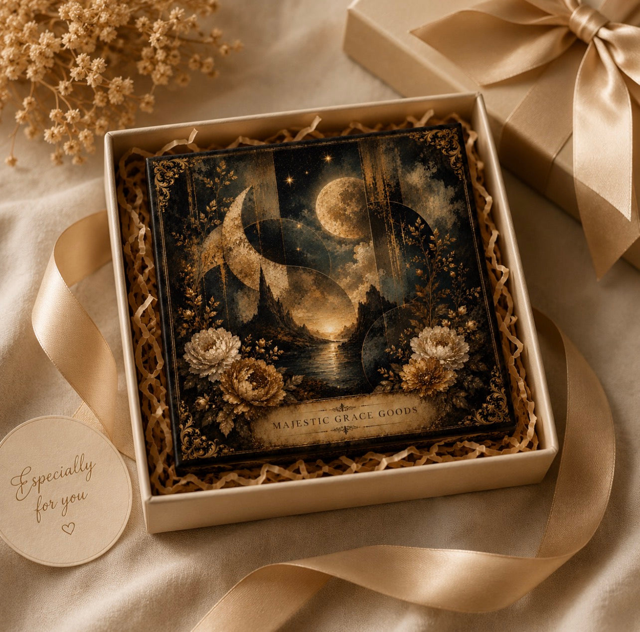 Moonlit Botanical Eclipse Canvas Wall Art