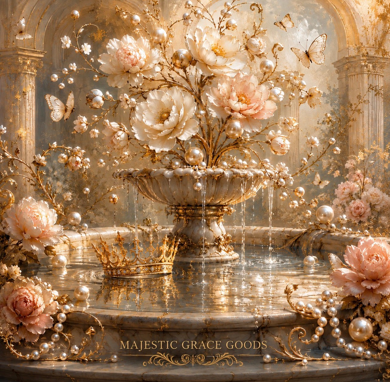 Pearl Fountain Royal Garden Canvas Wall Art