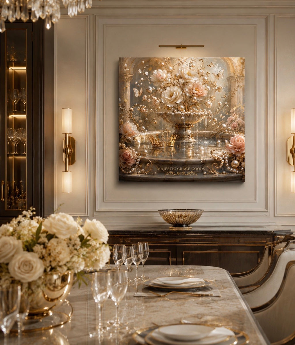 Pearl Fountain Royal Garden Canvas Wall Art