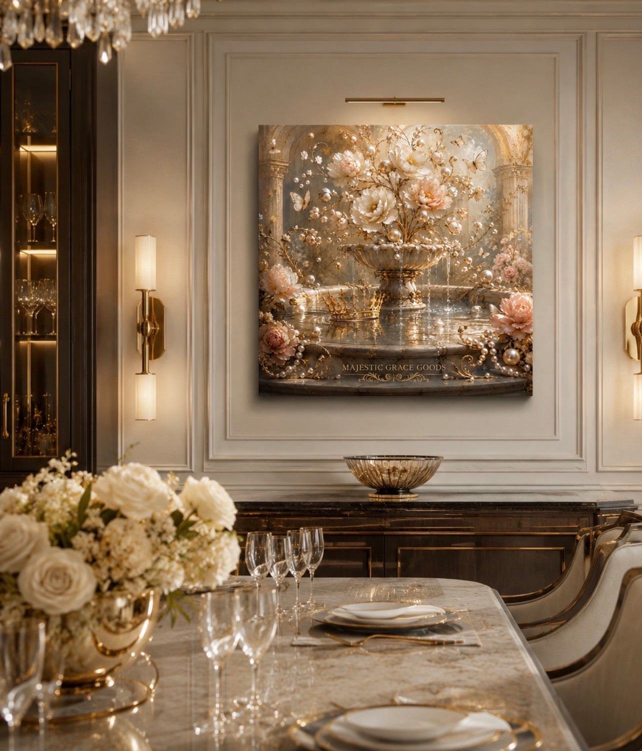 Pearl Fountain Royal Garden Canvas Wall Art