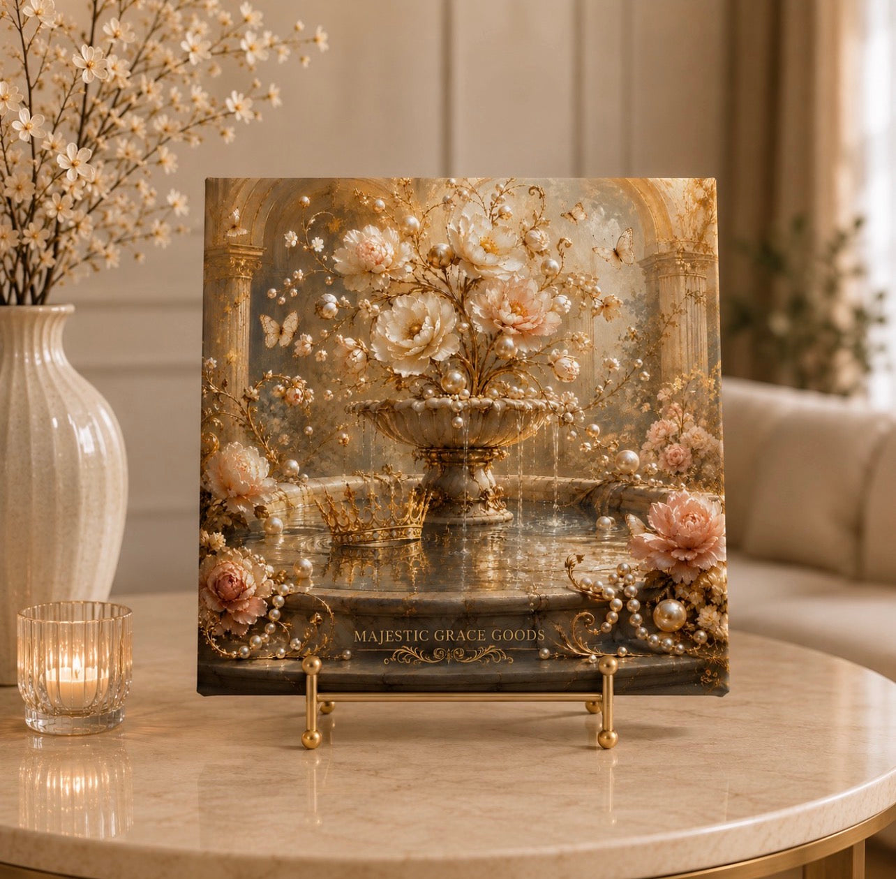 Pearl Fountain Royal Garden Canvas Wall Art