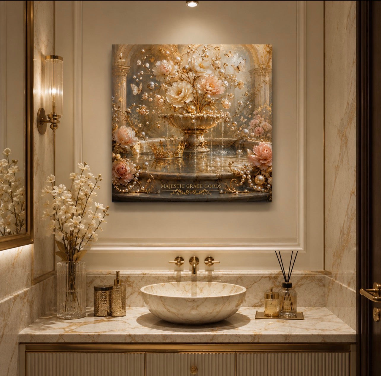 Pearl Fountain Royal Garden Canvas Wall Art