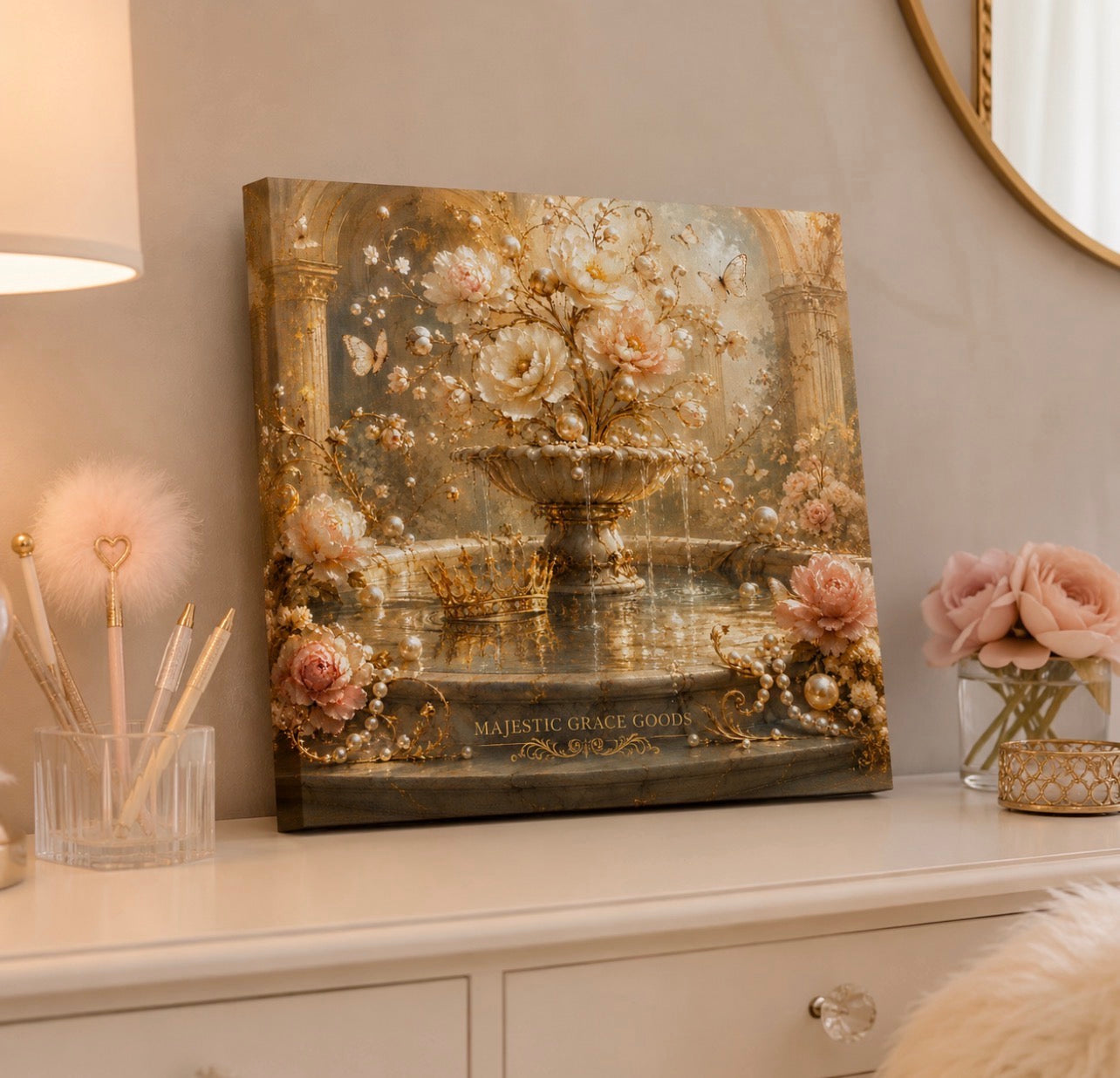 Pearl Fountain Royal Garden Canvas Wall Art