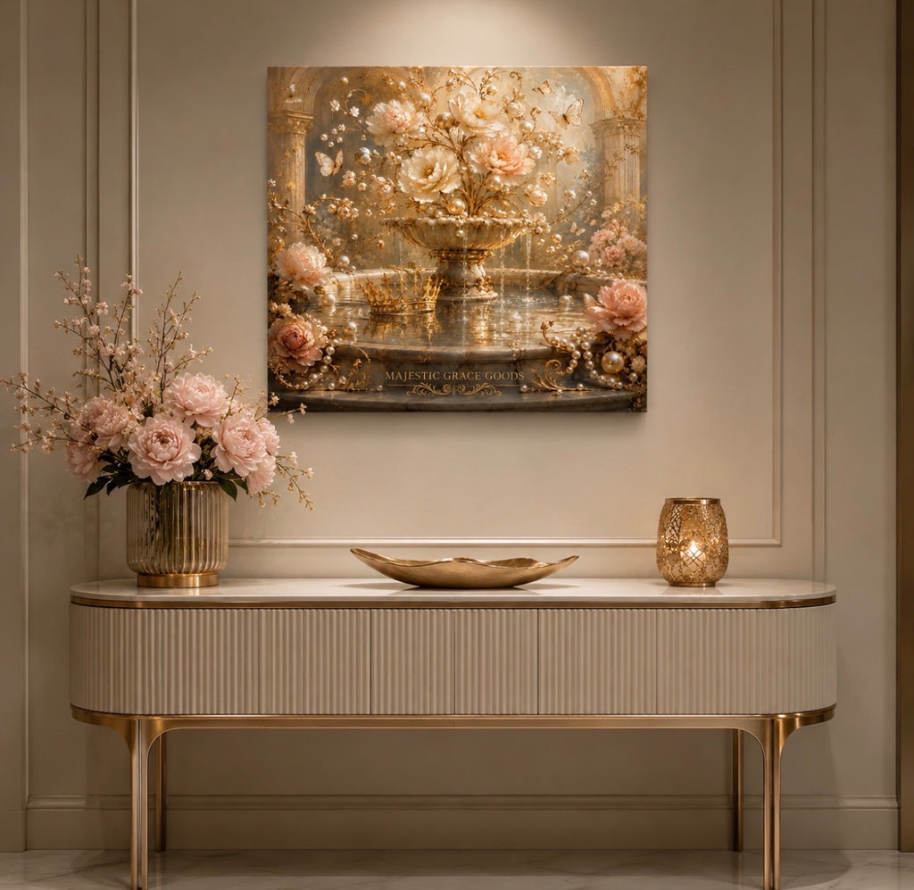 Pearl Fountain Royal Garden Canvas Wall Art