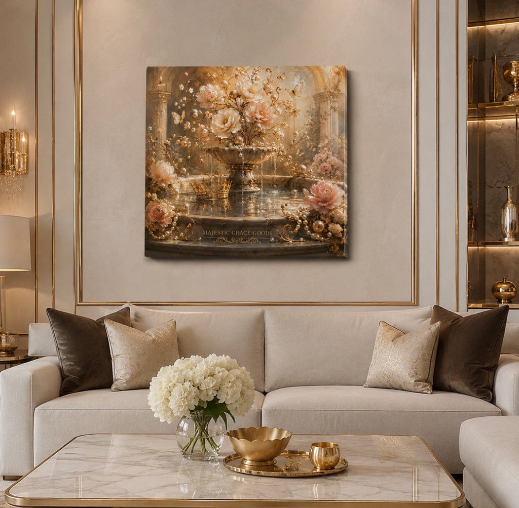 Pearl Fountain Royal Garden Canvas Wall Art