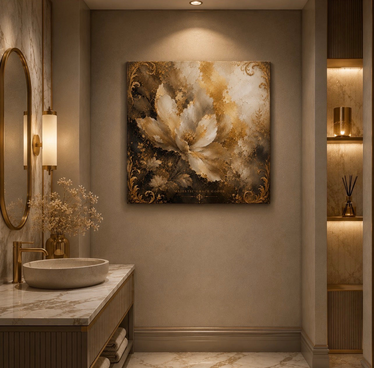 Tableau mural en toile de luxe Golden Magnolia