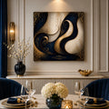 Tableau mural de luxe sur toile carrée - Abstrait bleu et or - Impression sur toile de qualité supérieure, prête à être accrochée