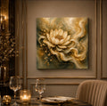 Tableau mural sur toile Lotus doré de Grâce, prêt à être accroché