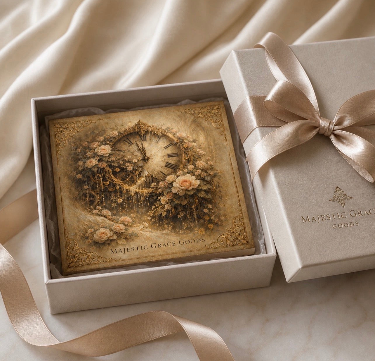 Vintage Floral Clock Canvas Wall Art, Romantic Antique Timepiece Artwork, Elegant Shabby Chic Decor