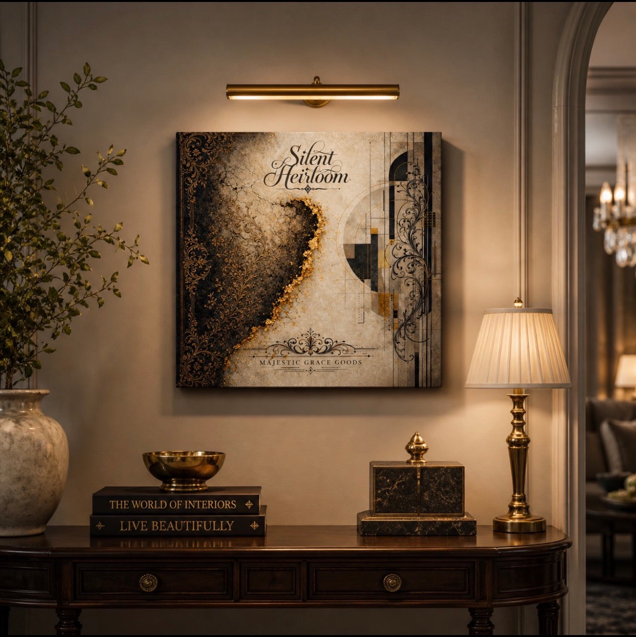Silent Heirloom Canvas Wall Art, Neutral Luxury Abstract, Vintage Elegant Home Decor