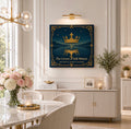 Crown of Still Waters Canvas Art, Royal Blue Gold Print, Regal Wall Decor